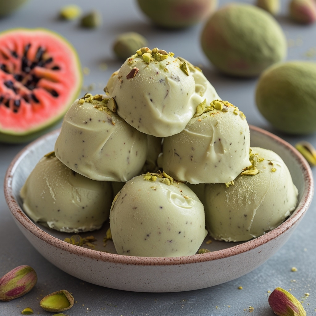Guava Pistachio Protein Frozen Yogurt Bites