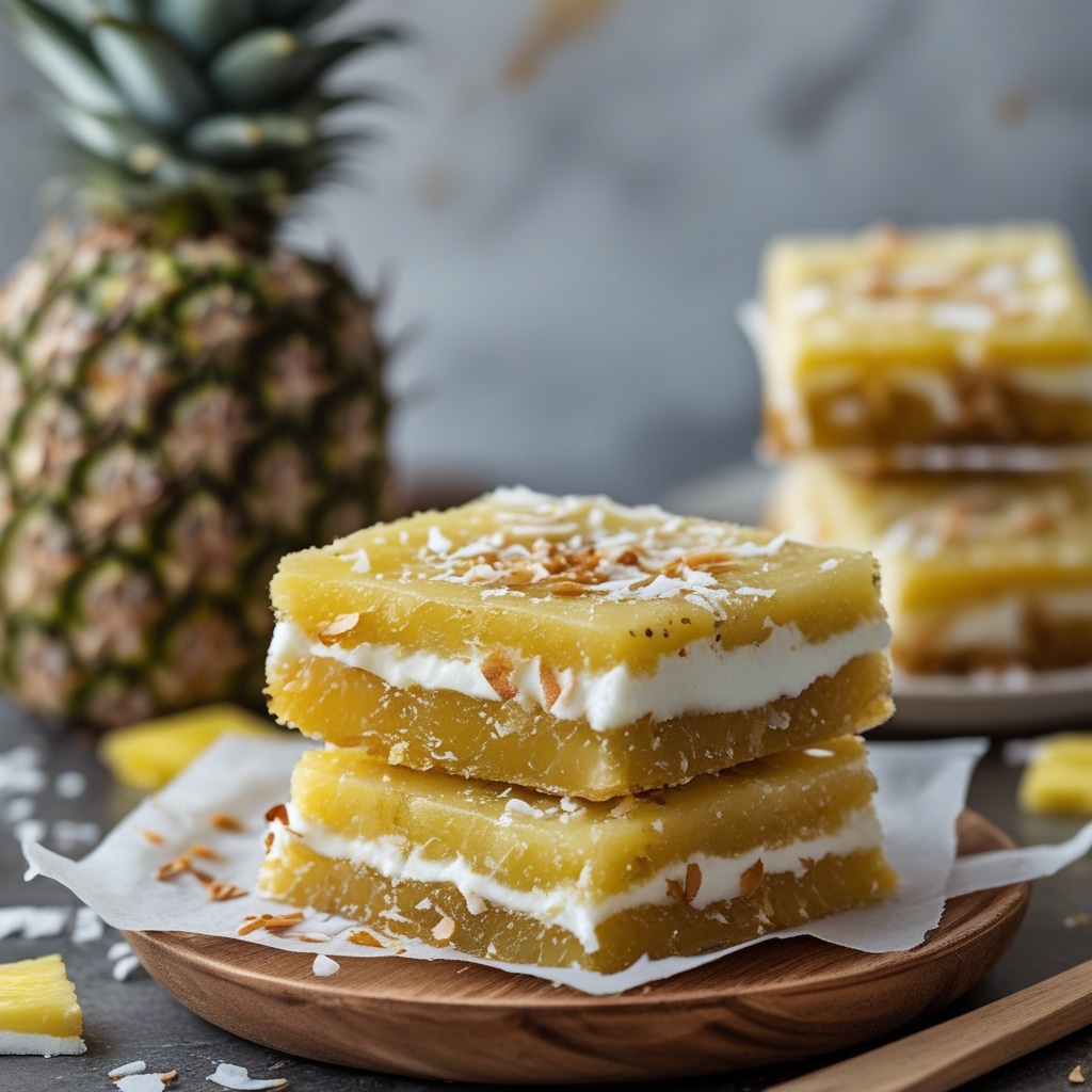 Frozen Pineapple Coconut Greek Yogurt Bars