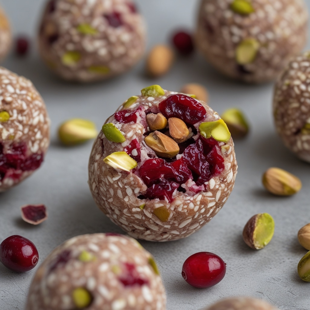 Cranberry Pistachio Protein Energy Bites
