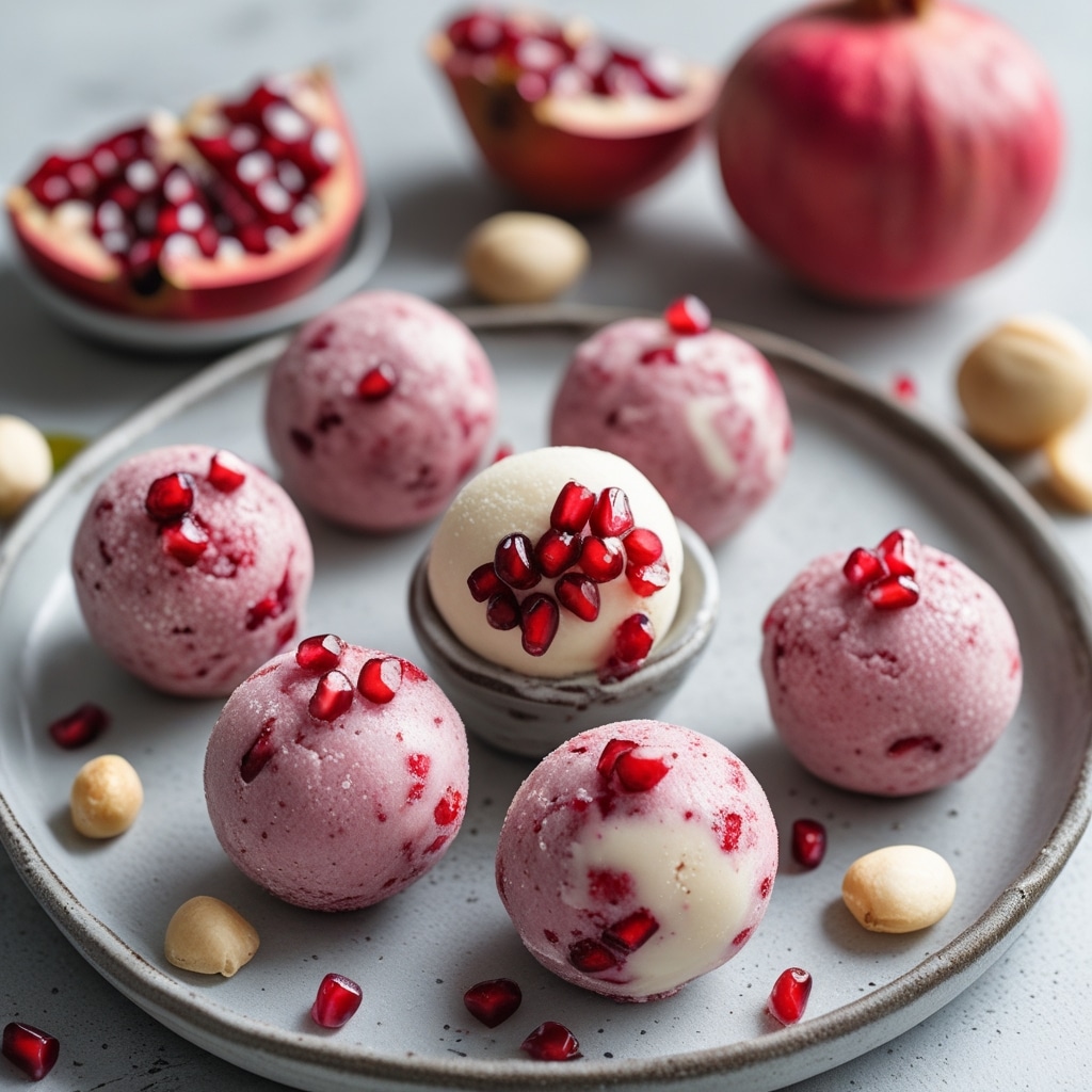 Pomegranate Macadamia Protein Frozen Yogurt Balls