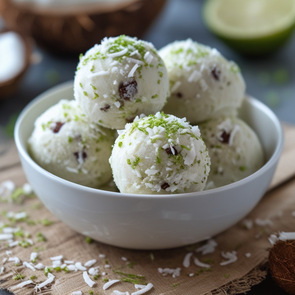 Coconut Lime Protein Frozen Yogurt Balls