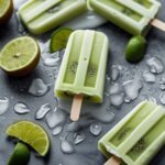Frozen Kiwi Lime Greek Yogurt Popsicles