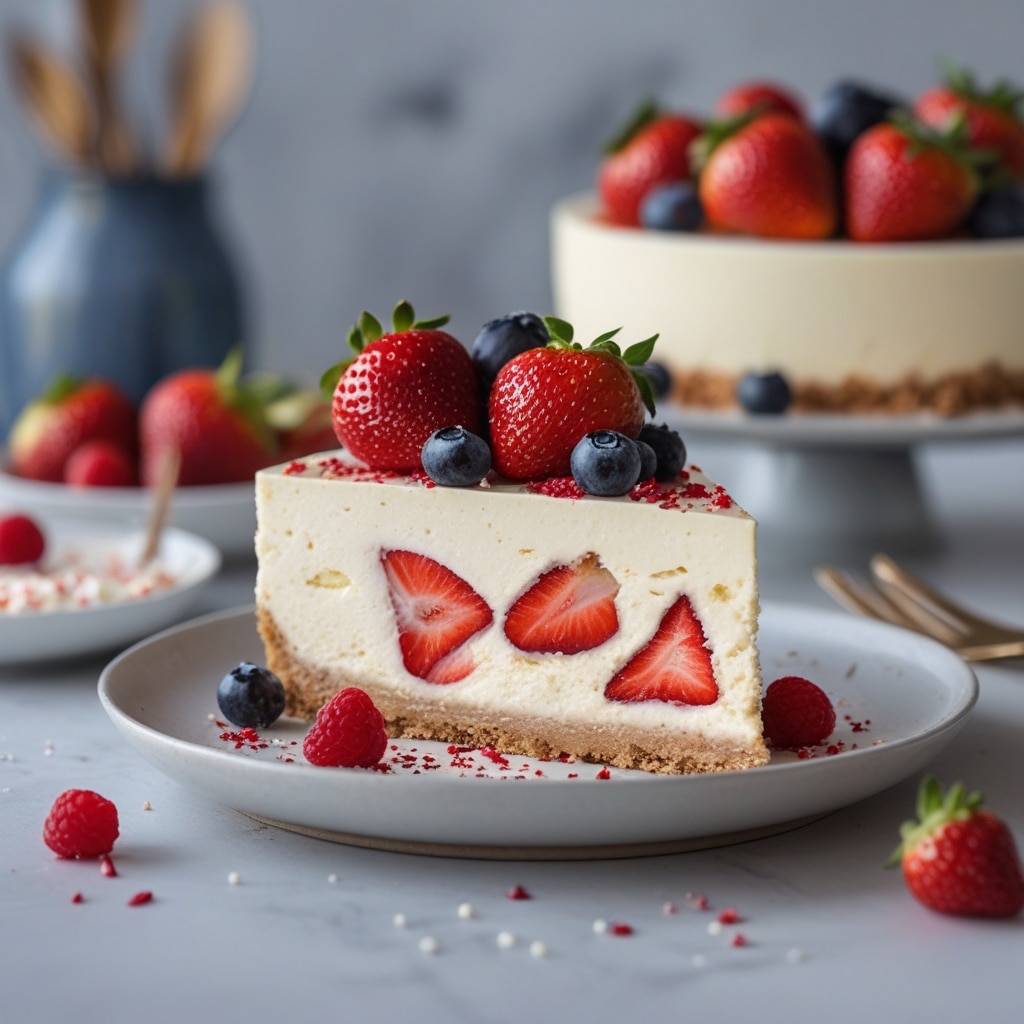 Red, White, and Blue Cheesecake Strawberries