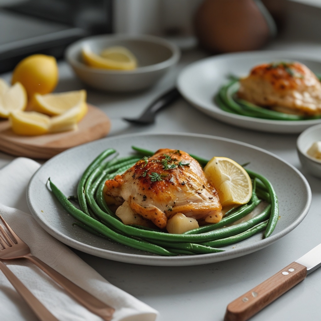Lemon Garlic Butter Chicken Thighs Recipe with Green Beans
