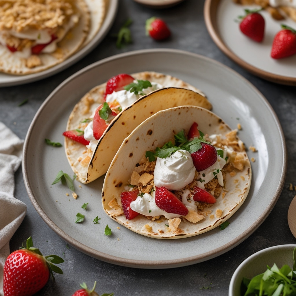 Strawberry Crunch Cheesecake Tacos