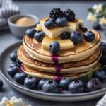 - High Protein Vanilla Blueberry Cottage Cheese Pancakes