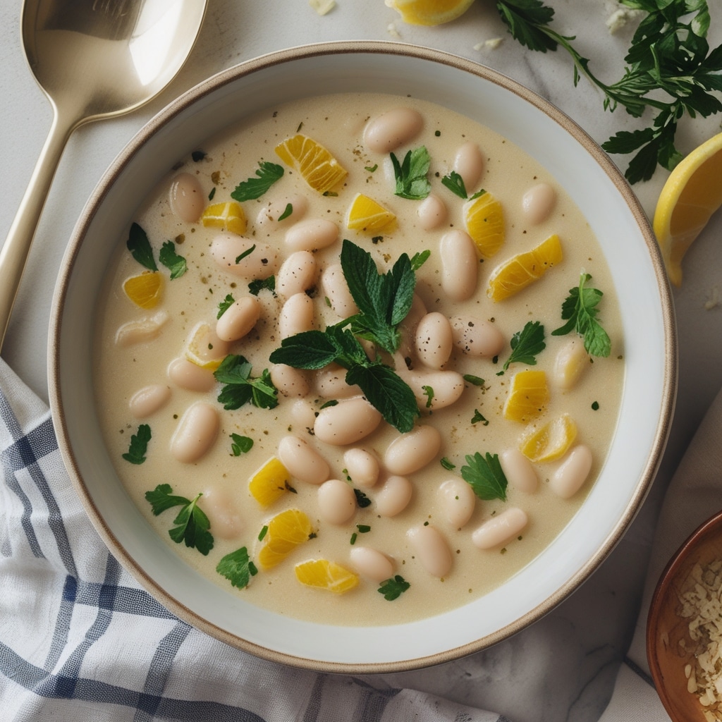 Easy Creamy Lemon White Bean Soup Recipe | Light and Comforting