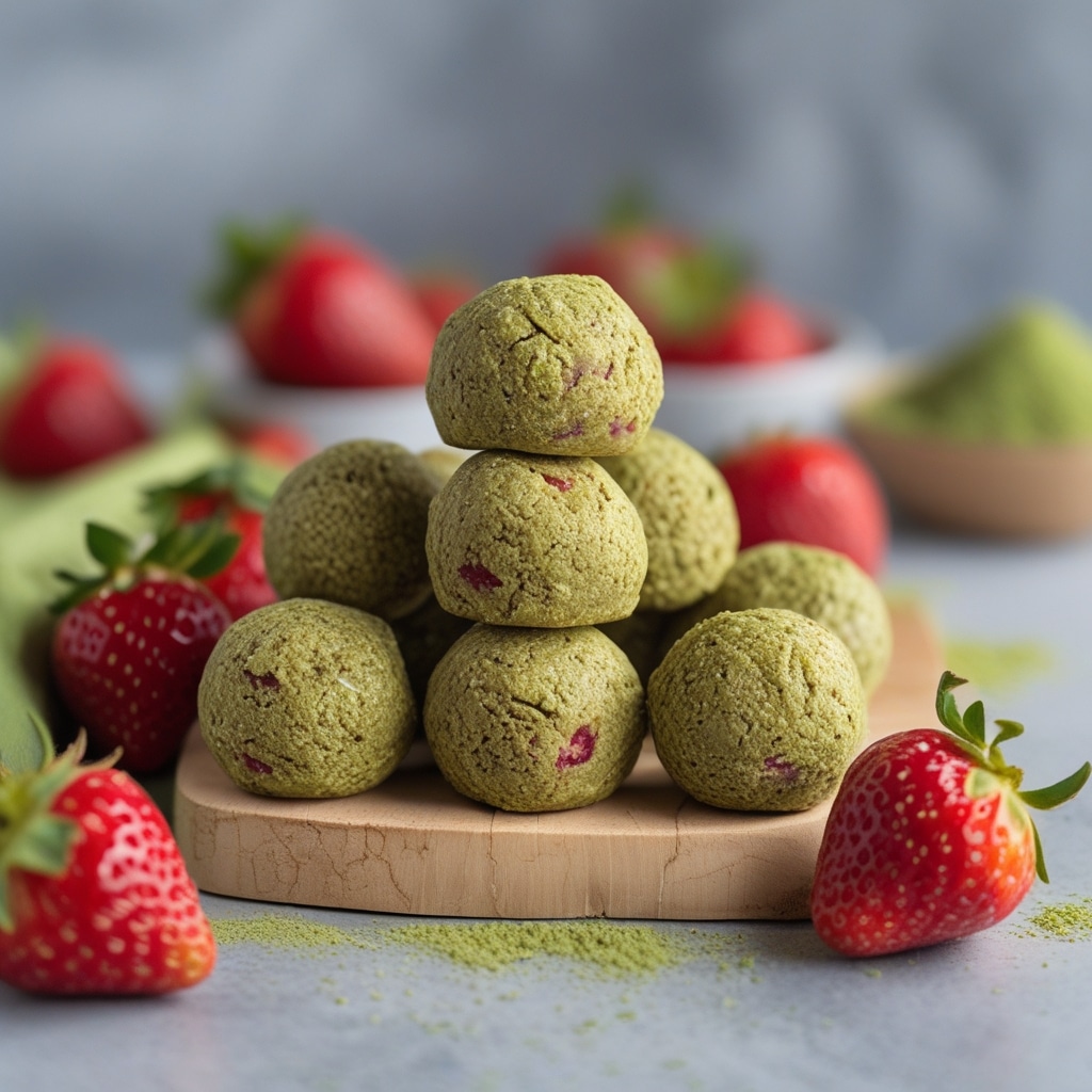 Strawberry Matcha Protein Bites