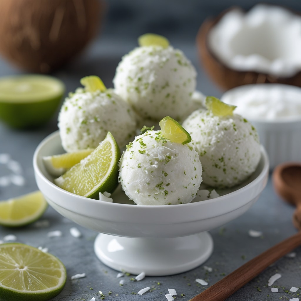 Coconut Lime Protein Frozen Yogurt Balls