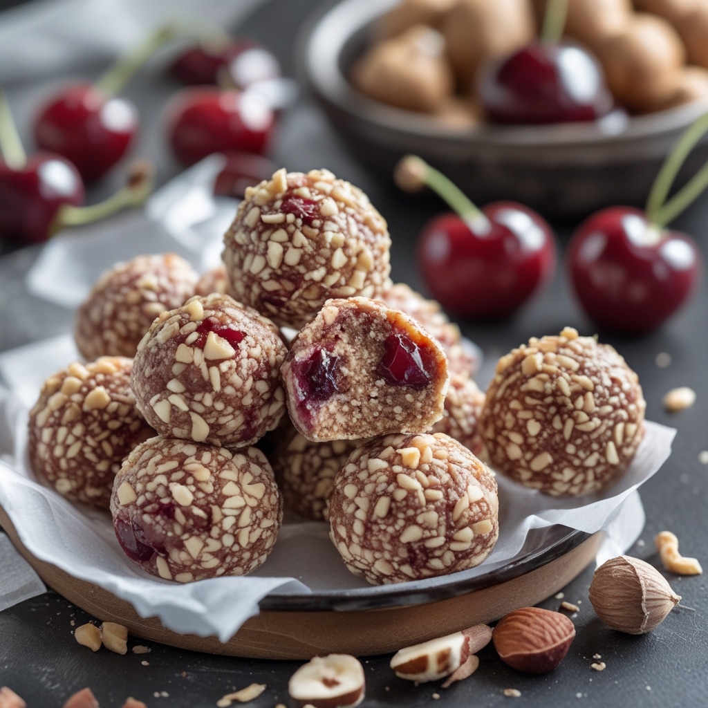 Cherry Hazelnut Protein Energy Bites