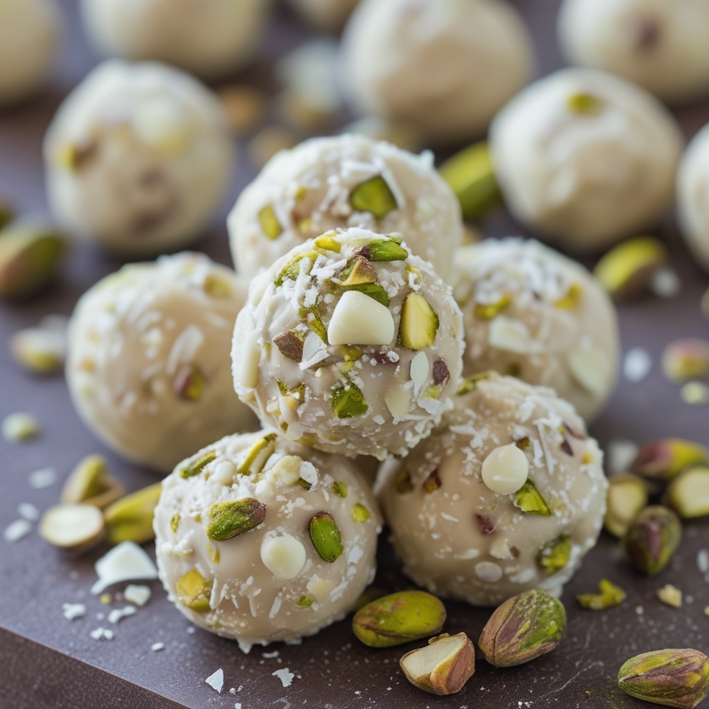 Pistachio White Chocolate Protein Bites