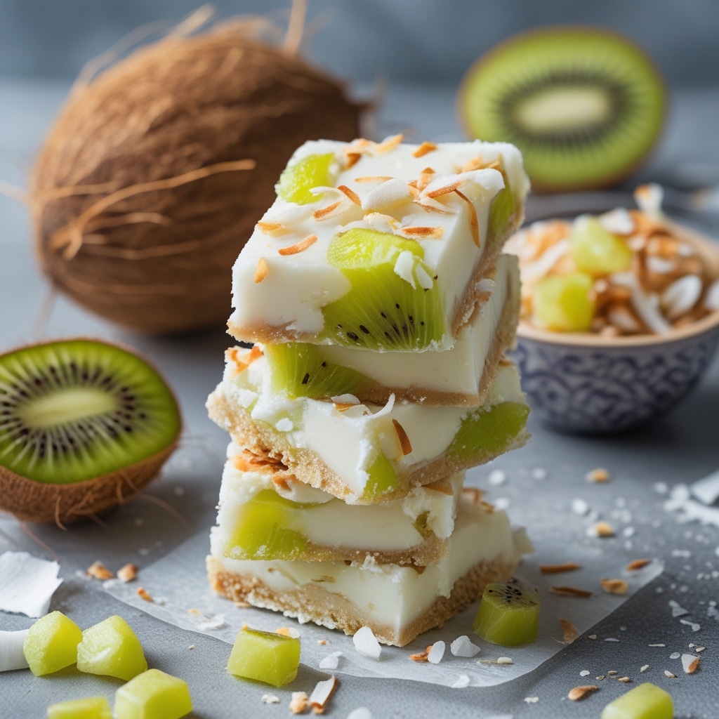 Kiwi Coconut Protein Frozen Yogurt Bars