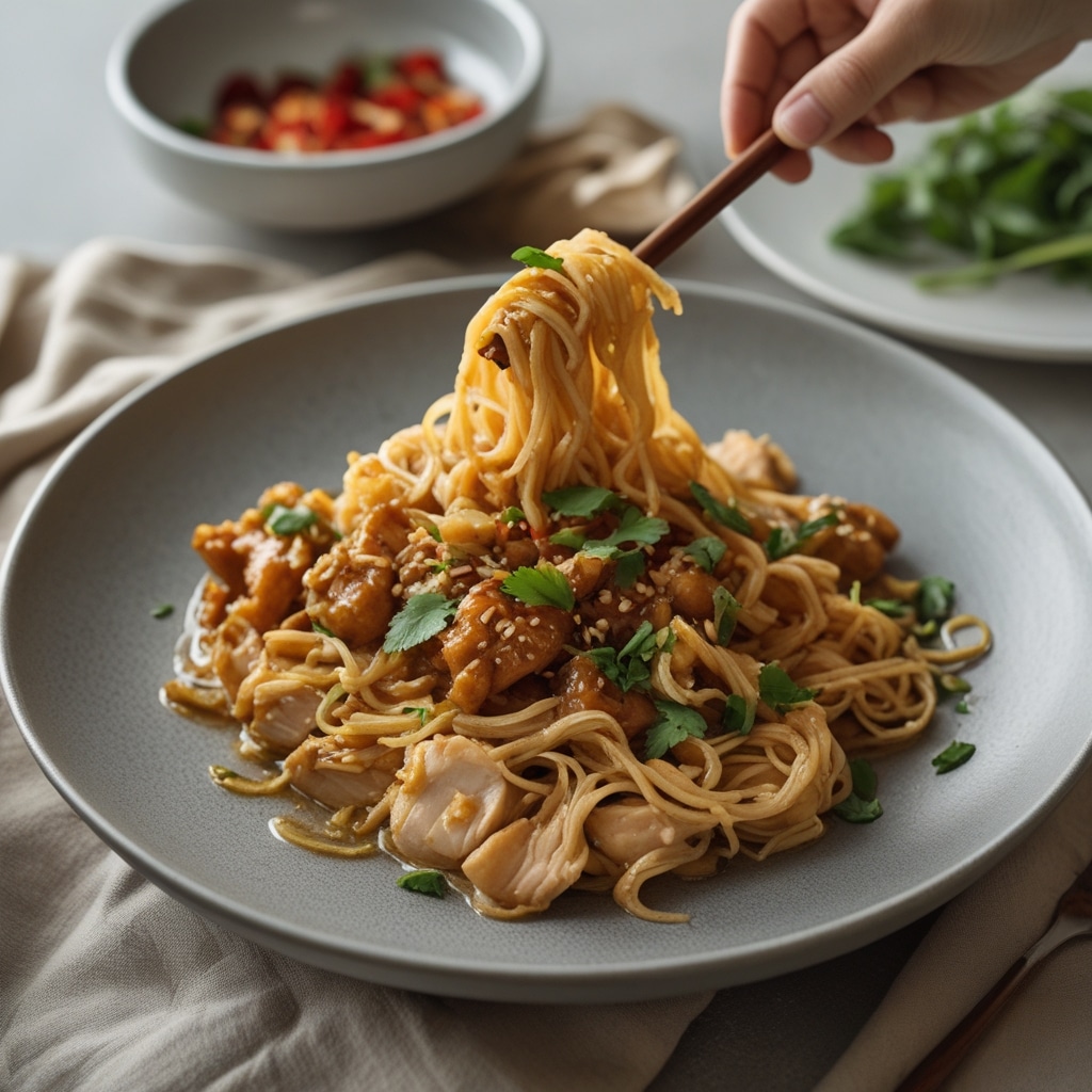 Sticky Garlic Chicken Noodles