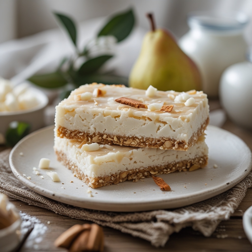 High Protein Pear Vanilla Cottage Cheese Bars