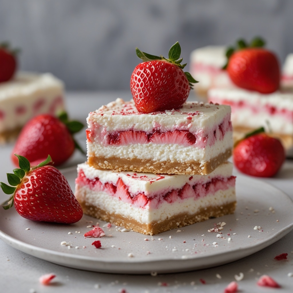 - High Protein Strawberry Cheesecake Cottage Cheese Bars