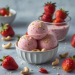 Strawberry Cashew Protein Frozen Yogurt Balls