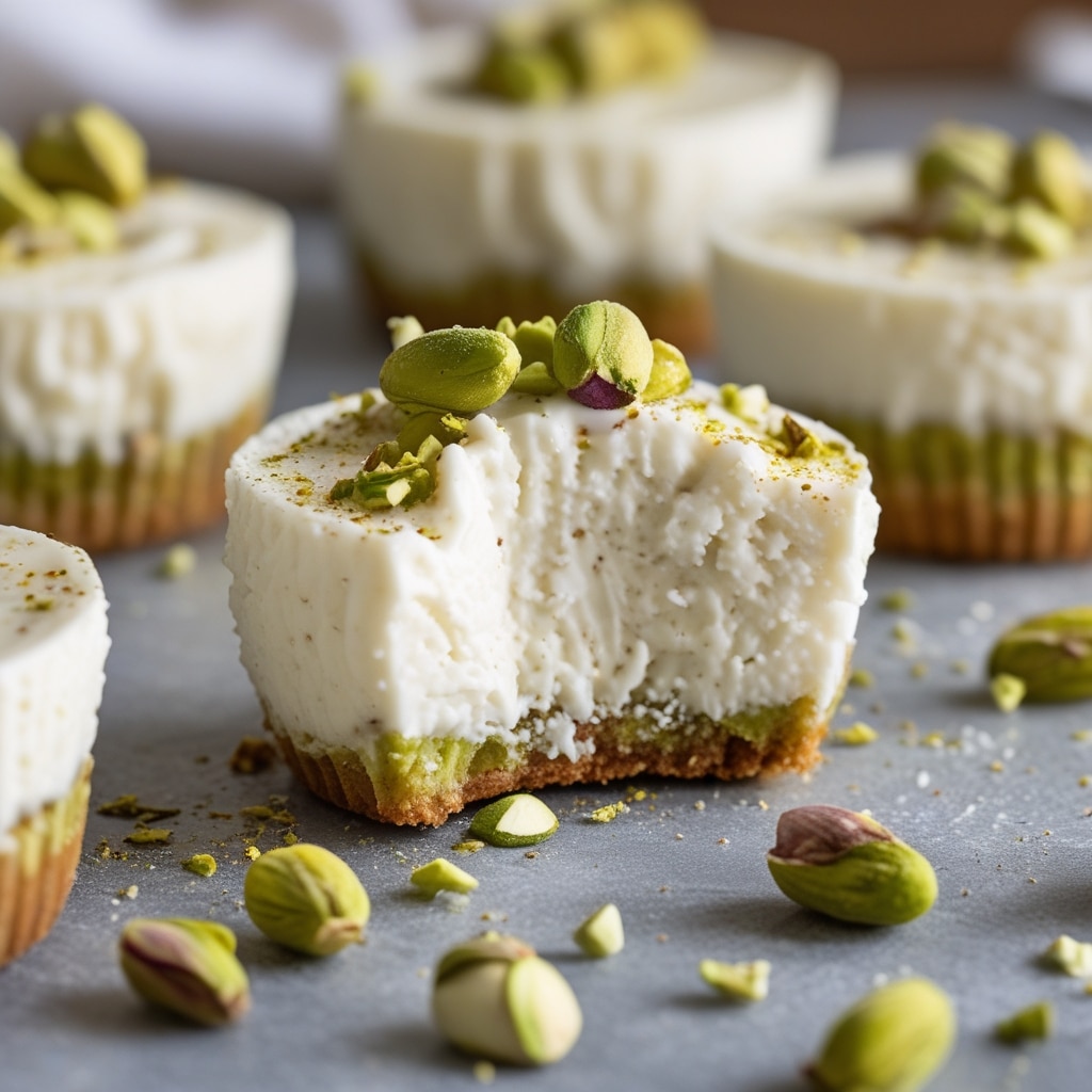Frozen Pistachio Greek Yogurt Cheesecake Bites