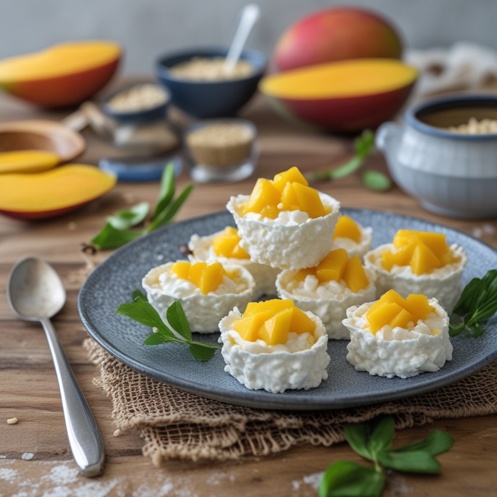 - High Protein Mango Greek Yogurt Cottage Cheese Bites