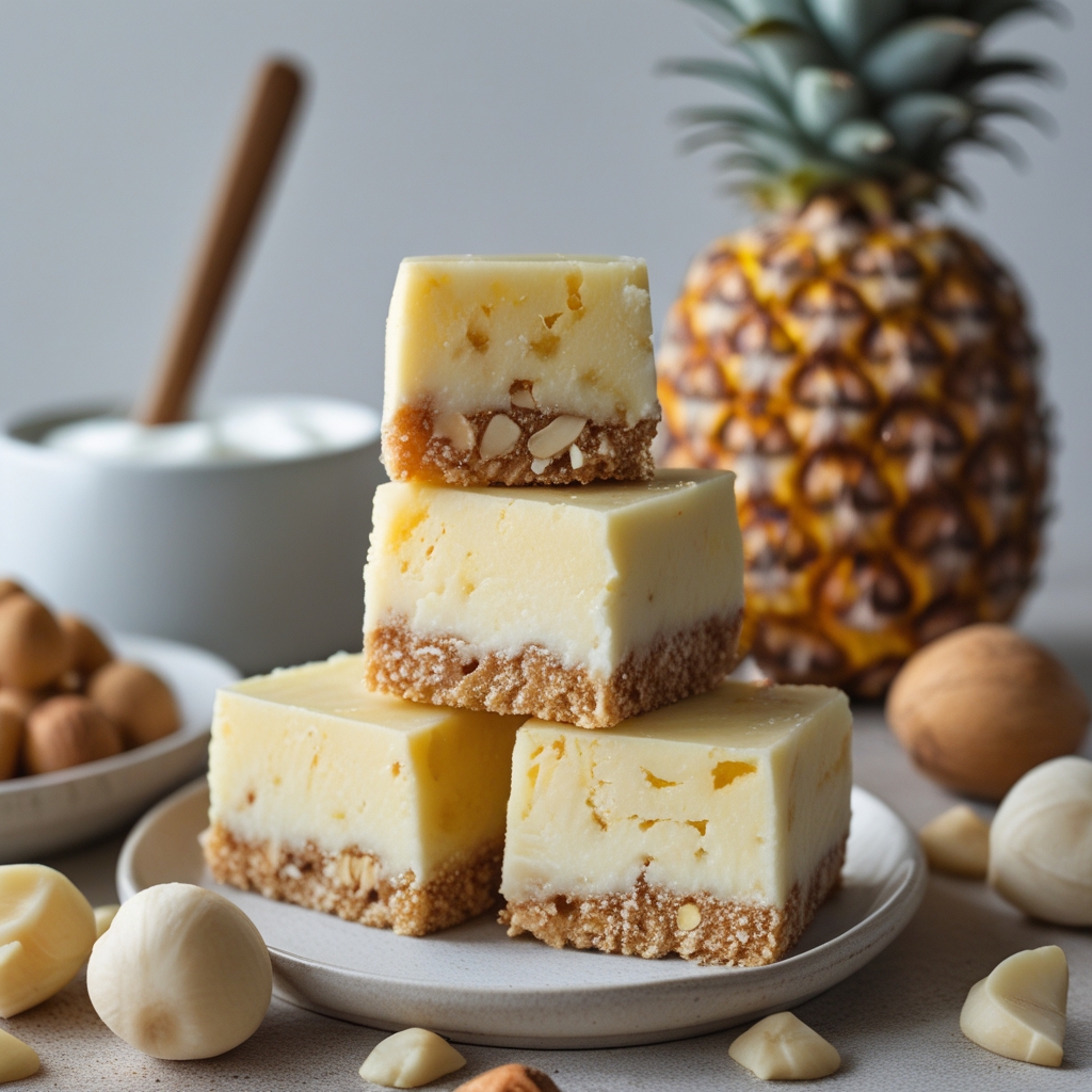 - Pineapple Macadamia Protein Frozen Yogurt Bars