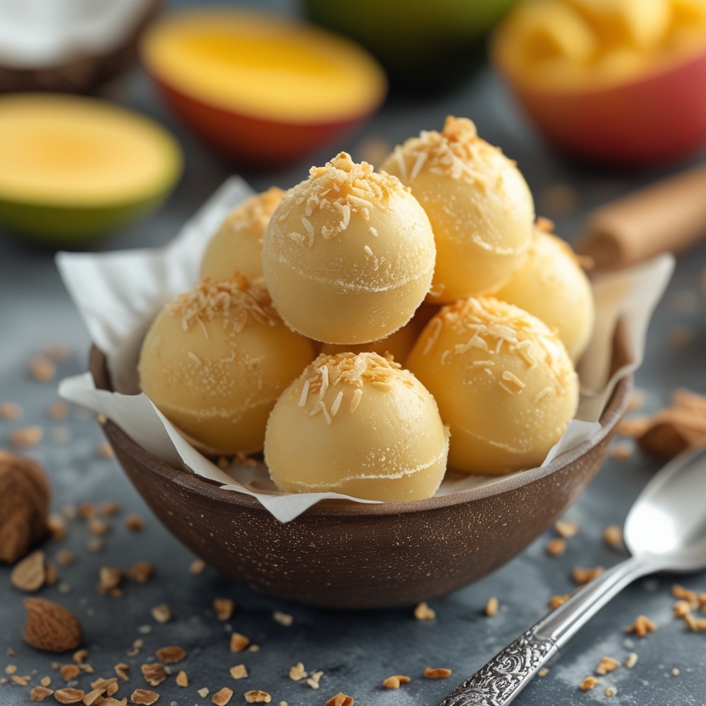 Mango Coconut Protein Frozen Yogurt Bites