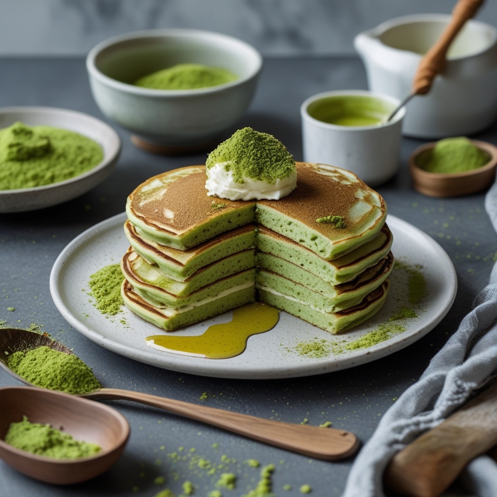 High Protein Matcha Cottage Cheese Pancakes