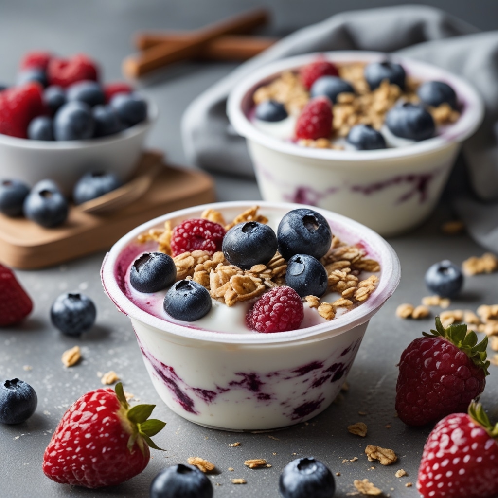 Frozen Berries & Granola Greek Yogurt Cups