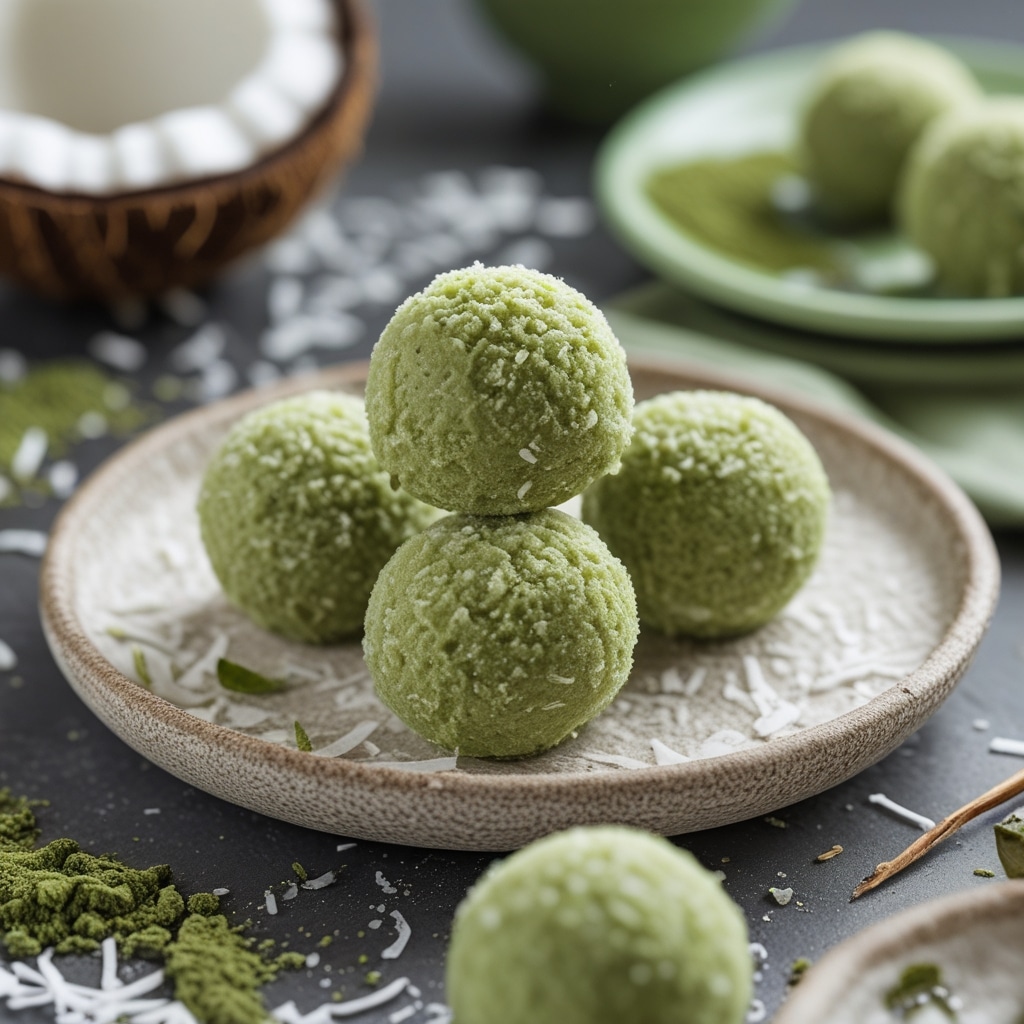 Frozen Coconut Matcha Green Tea Yogurt Bites