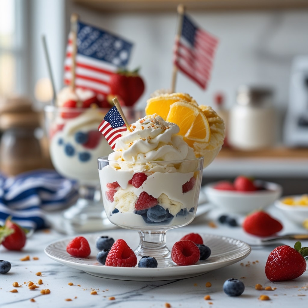 Patriotic Ice Cream Sundae Bar for Summer Celebrations