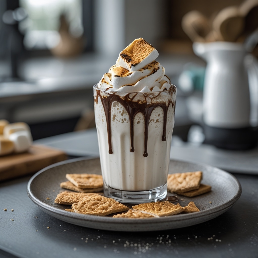 S'mores Milkshake with Toasted Marshmallows