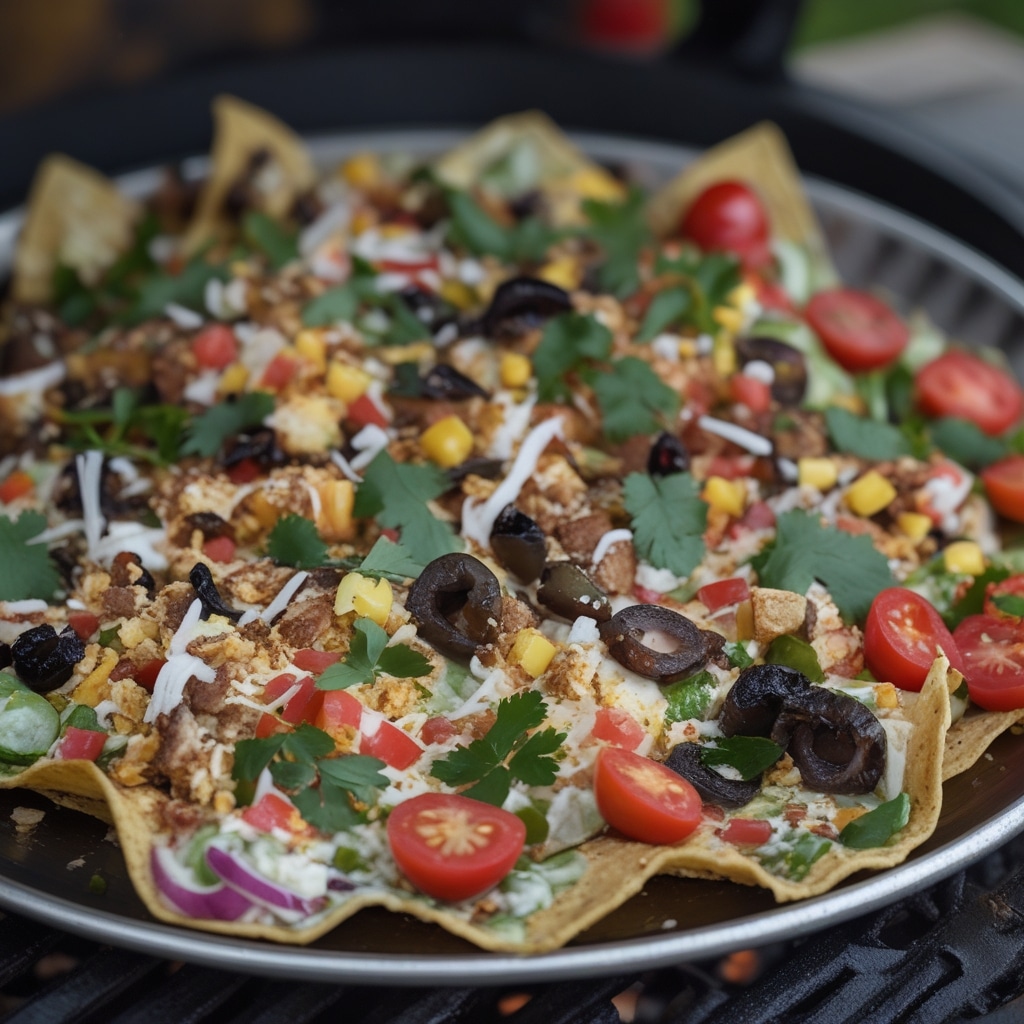 Loaded Vegetarian Nachos on the Grill