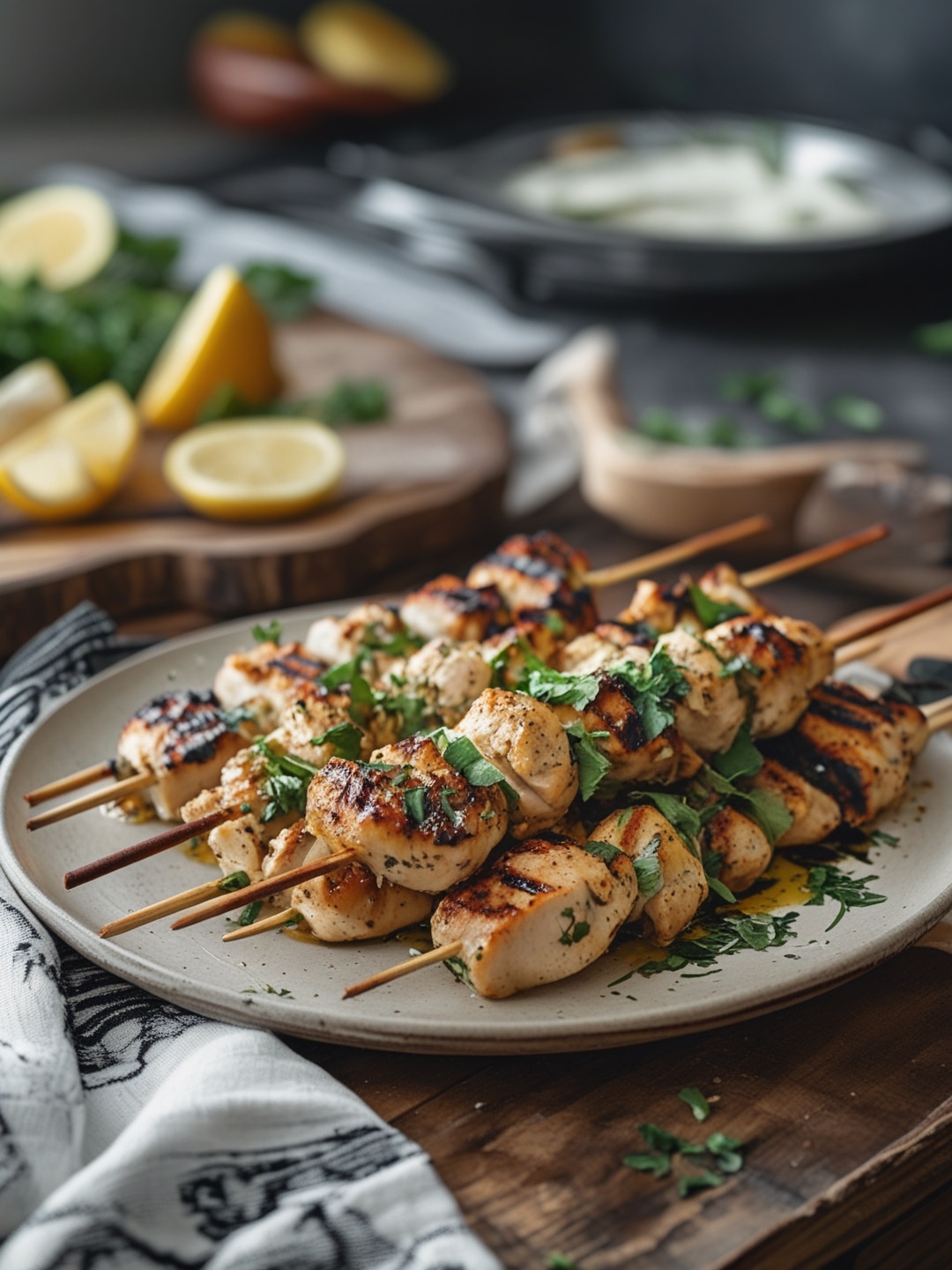 Grilled Lemon Herb Chicken Skewers