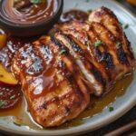 Peach BBQ Sauce Glazed Grilled Chicken