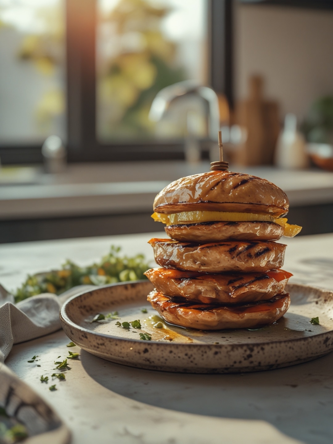 Grilled Teriyaki Chicken Burgers with Pineapple