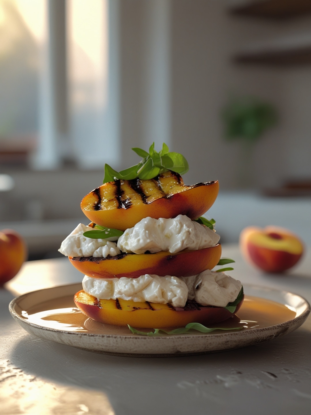 Grilled Peach and Burrata Salad