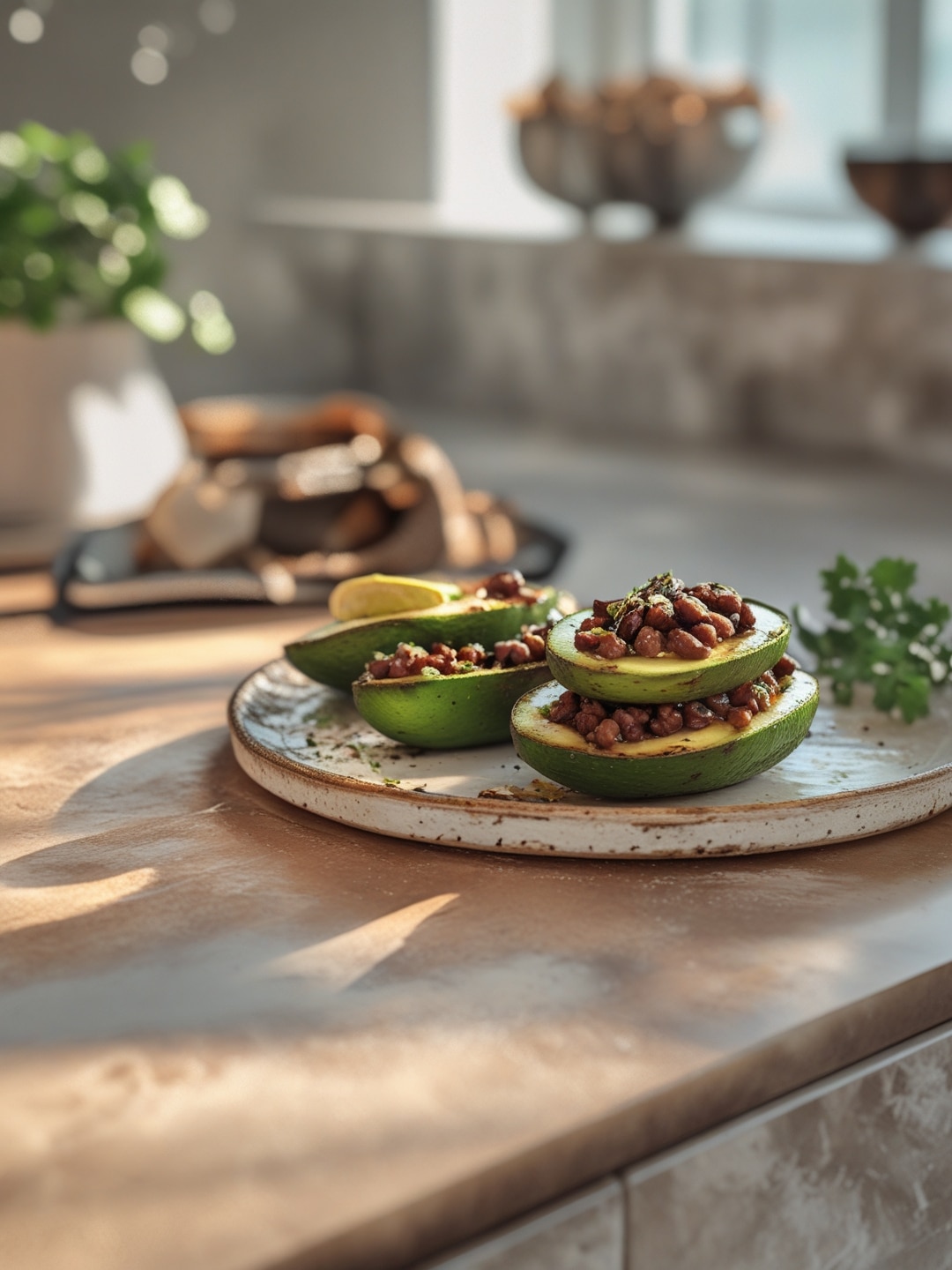 Grilled Stuffed Avocados with Black Bean Salsa