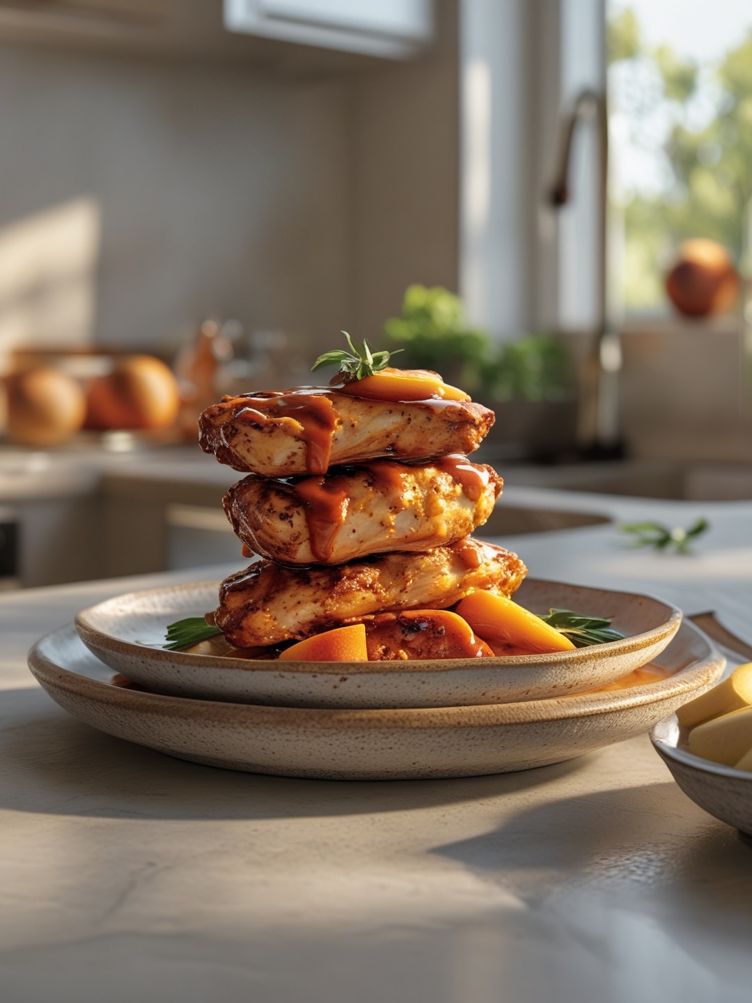 Peach BBQ Sauce Glazed Grilled Chicken