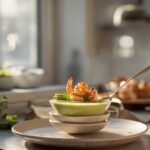 Chilled Avocado Soup with Grilled Shrimp