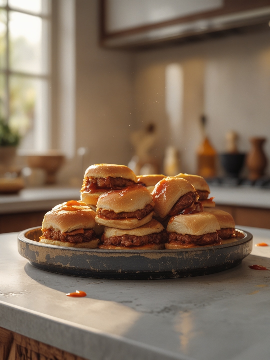BBQ Meatball Sliders with Spicy Sauce