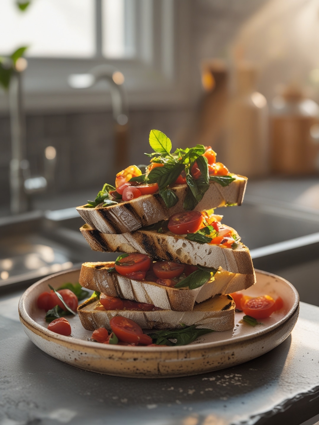 Garden Fresh Bruschetta on Grilled Bread