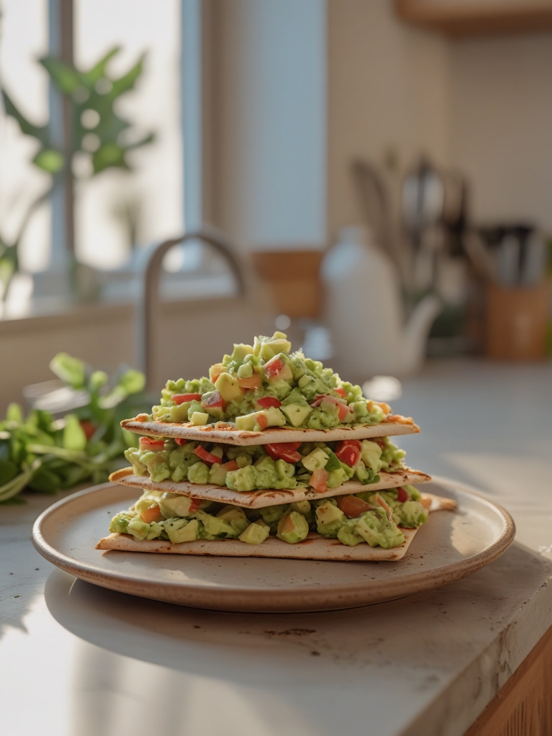 Guacamole Pizza with a Flatbread Crust