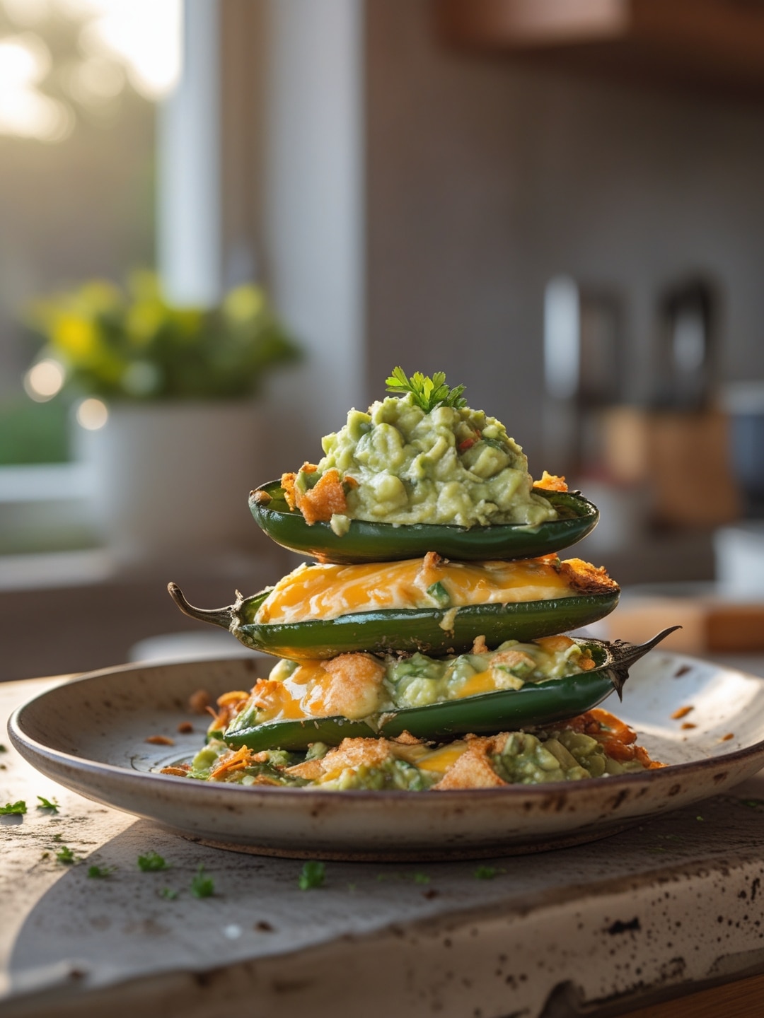 Guacamole and Cheese Stuffed Jalapeños