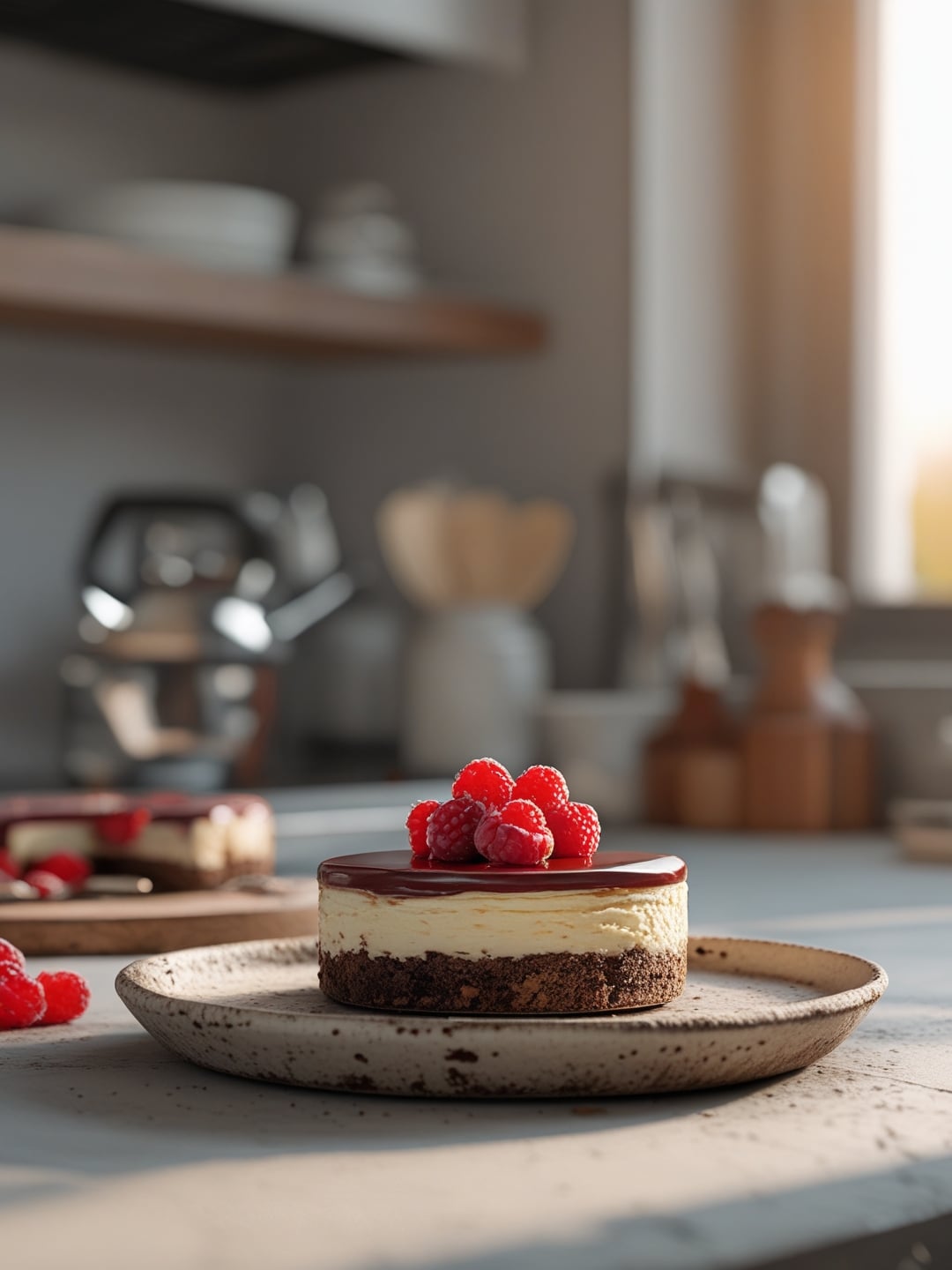 Chocolate Raspberry Cheesecake with Ganache Top