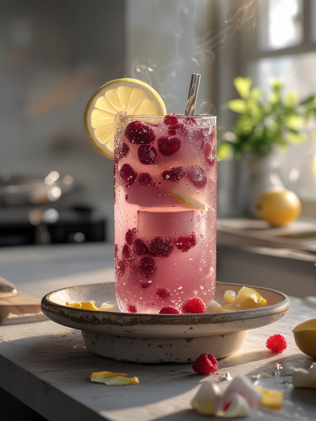Lemonade with a Raspberry Swirl: A Visual Treat