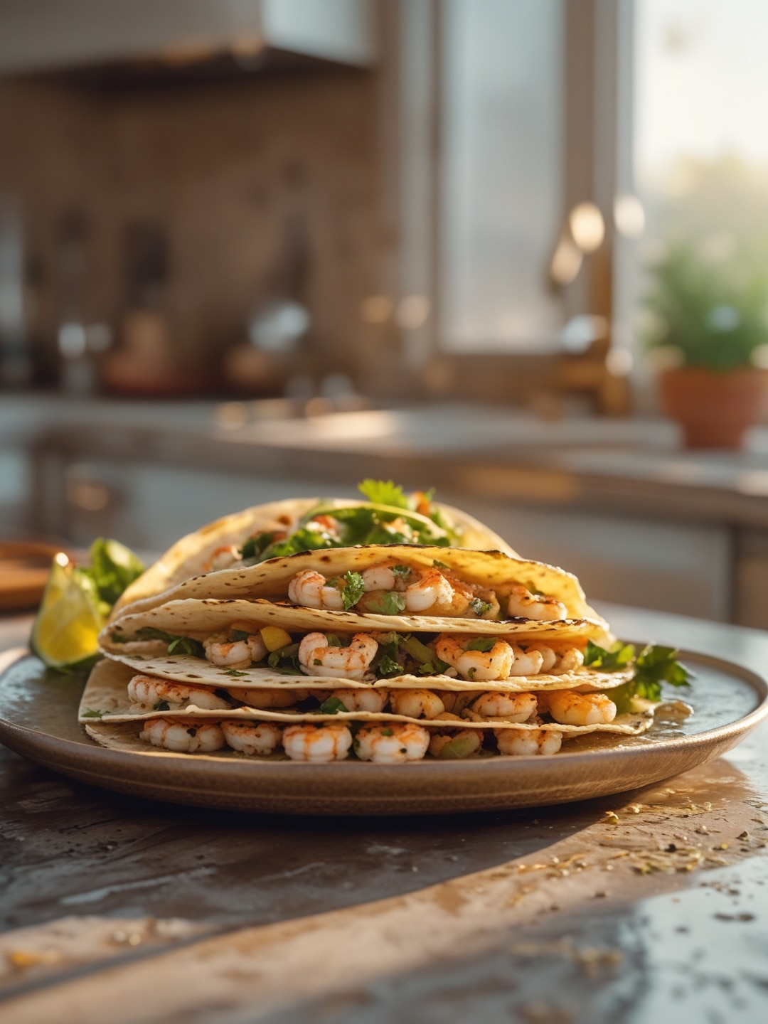 Grilled Lemony Garlic Shrimp Tacos