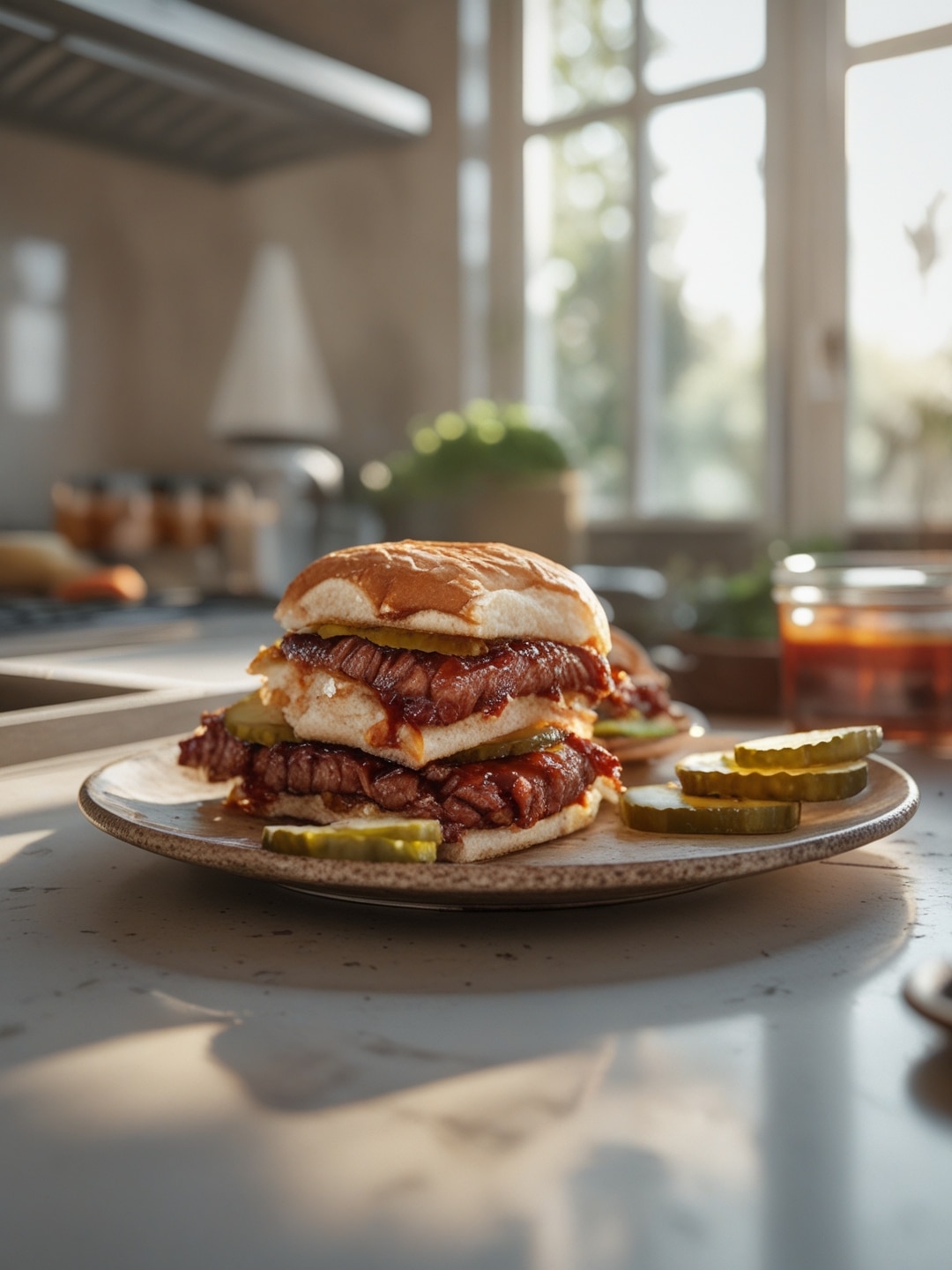 Homemade BBQ Beef Sliders with Pickles