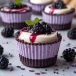 High Protein Blackberry Lavender Cheesecake Cups