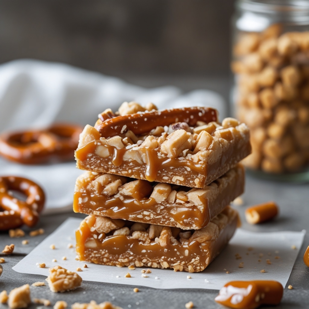 High Protein Salted Caramel Pretzel Protein Bars