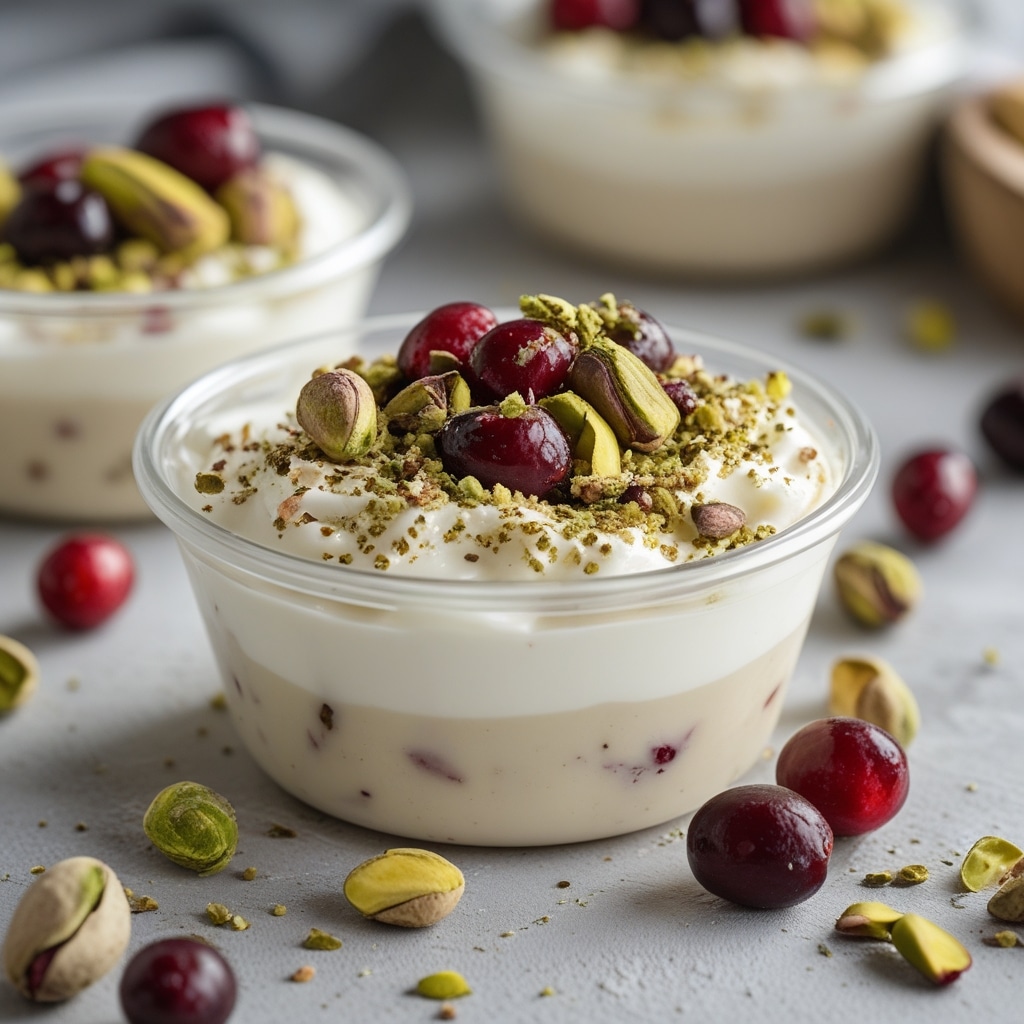 High Protein Pistachio Cranberry Yogurt Cups
