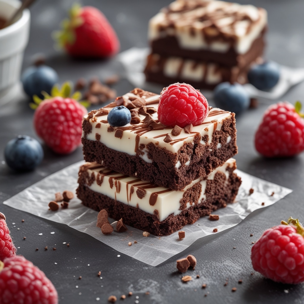High Protein Brownies & Berries Yogurt Bars