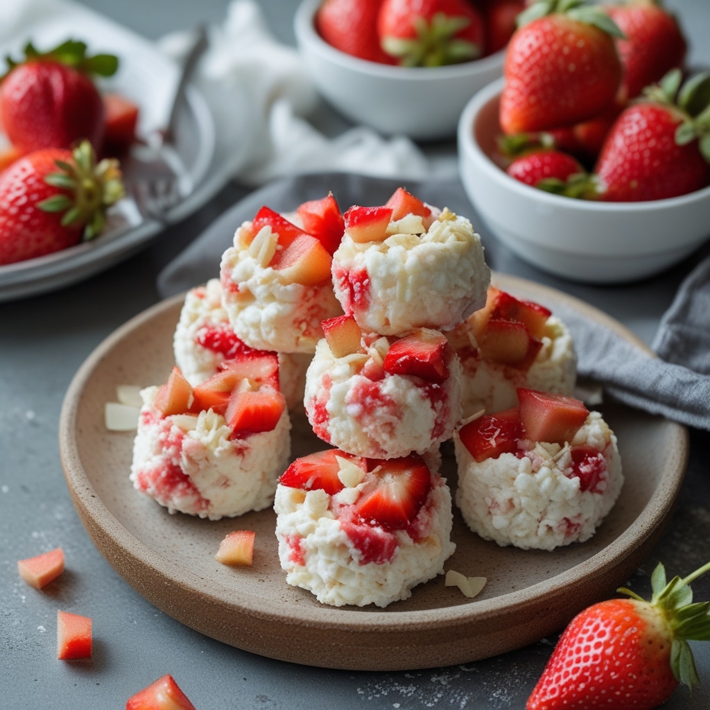 High Protein Strawberry Rhubarb Cottage Cheese Bites
